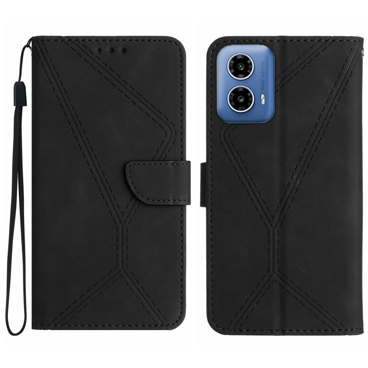 For Motorola Moto G04 / G24 Stitching Embossed Leather Phone Case(Black) - Motorola Cases by PMC Jewellery | Online Shopping South Africa | PMC Jewellery | Buy Now Pay Later Mobicred