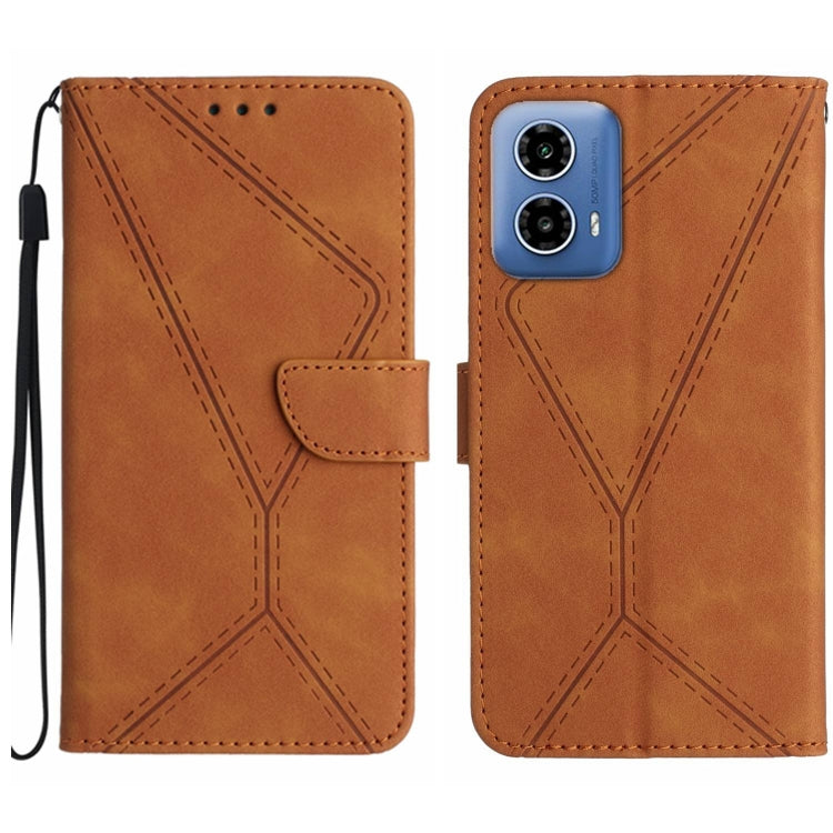 For Motorola Moto G35 5G Stitching Embossed Leather Phone Case(Brown) - free shipping - PMC TechLife - Order now!