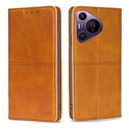 For Huawei Pura 70 Pro / 70 Pro+ 5G Cow Texture Magnetic Leather Phone Case(Light Brown) - Huawei Cases by PMC Jewellery | Online Shopping South Africa | PMC Jewellery | Buy Now Pay Later Mobicred