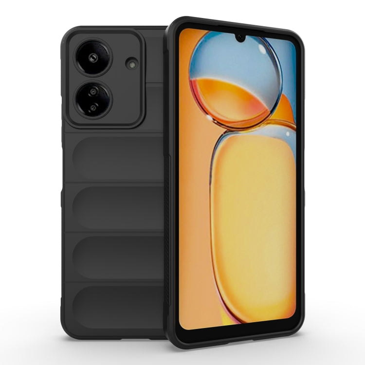 For Xiaomi Redmi 13C 4G Global Magic Shield TPU + Flannel Phone Case(Black) - 13C Cases by PMC Jewellery | Online Shopping South Africa | PMC Jewellery | Buy Now Pay Later Mobicred