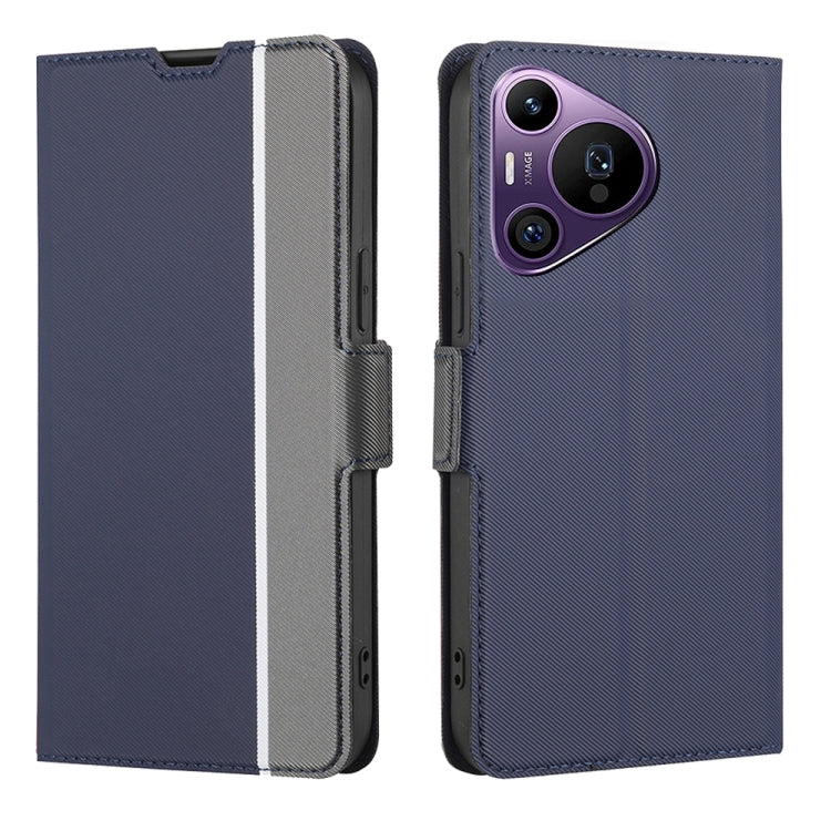 For Huawei Pura 70 Pro / 70 Pro+ 5G Twill Texture Side Button Leather Phone Case(Blue) - Huawei Cases by PMC Jewellery | Online Shopping South Africa | PMC Jewellery | Buy Now Pay Later Mobicred