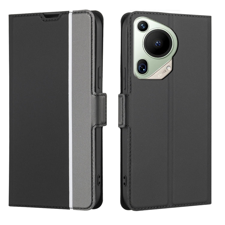 For Huawei Pura 70 Ultra 5G Twill Texture Side Button Leather Phone Case(Black) - Huawei Cases by PMC Jewellery | Online Shopping South Africa | PMC Jewellery | Buy Now Pay Later Mobicred