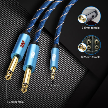 EMK 3.5mm Jack Male to 2 x 6.35mm Jack Male Gold Plated Connector Nylon Braid AUX Cable for Computer / X-BOX / PS3 / CD / DVD, Cable Length:3m(Dark Blue) - Audio Optical Cables by PMC Jewellery | Online Shopping South Africa | PMC Jewellery | Buy Now Pay Later Mobicred