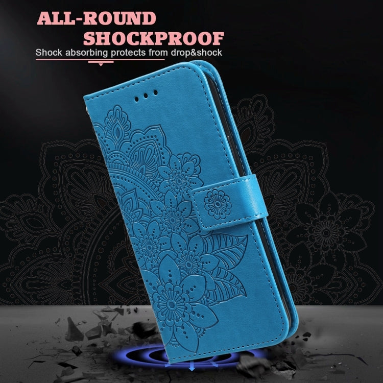 For Honor Magic6 Pro Seven-petal Flowers Embossing Leather Phone Case(Blue) - Honor Cases by PMC Jewellery | Online Shopping South Africa | PMC Jewellery | Buy Now Pay Later Mobicred