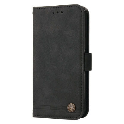 For Honor Magic6 Pro Skin Feel Life Tree Metal Button Leather Phone Case(Black) - Honor Cases by PMC Jewellery | Online Shopping South Africa | PMC Jewellery | Buy Now Pay Later Mobicred