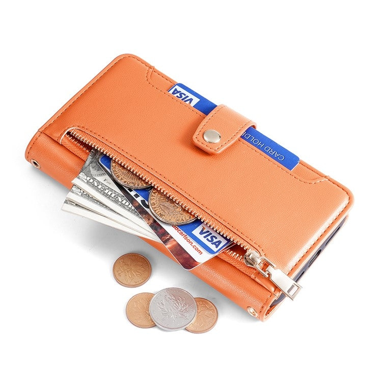 For Honor Magic6 5G Sheep Texture Cross-body Zipper Wallet Leather Phone Case(Orange) - Honor Cases by PMC TechLife | Online Shopping South Africa | PMC TechLife | Buy Now Pay Later Mobicred