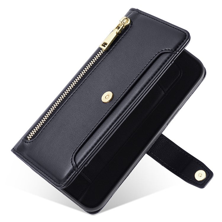 For Honor 200 5G Sheep Texture Cross-body Zipper Wallet Leather Phone Case(Black) - Honor Cases by PMC TechLife | Online Shopping South Africa | PMC TechLife | Buy Now Pay Later Mobicred