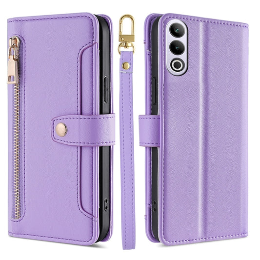 For OnePlus Ace 3V 5G Sheep Texture Cross-body Zipper Wallet Leather Phone Case(Purple) - OnePlus Cases by PMC Jewellery | Online Shopping South Africa | PMC Jewellery | Buy Now Pay Later Mobicred