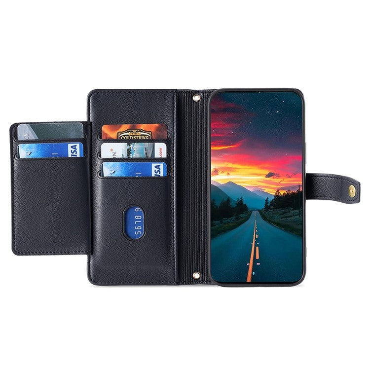 For OnePlus Ace 3 Pro 5G Sheep Texture Cross-body Zipper Wallet Leather Phone Case(Black) - OnePlus Cases by PMC TechLife | Online Shopping South Africa | PMC TechLife | Buy Now Pay Later Mobicred