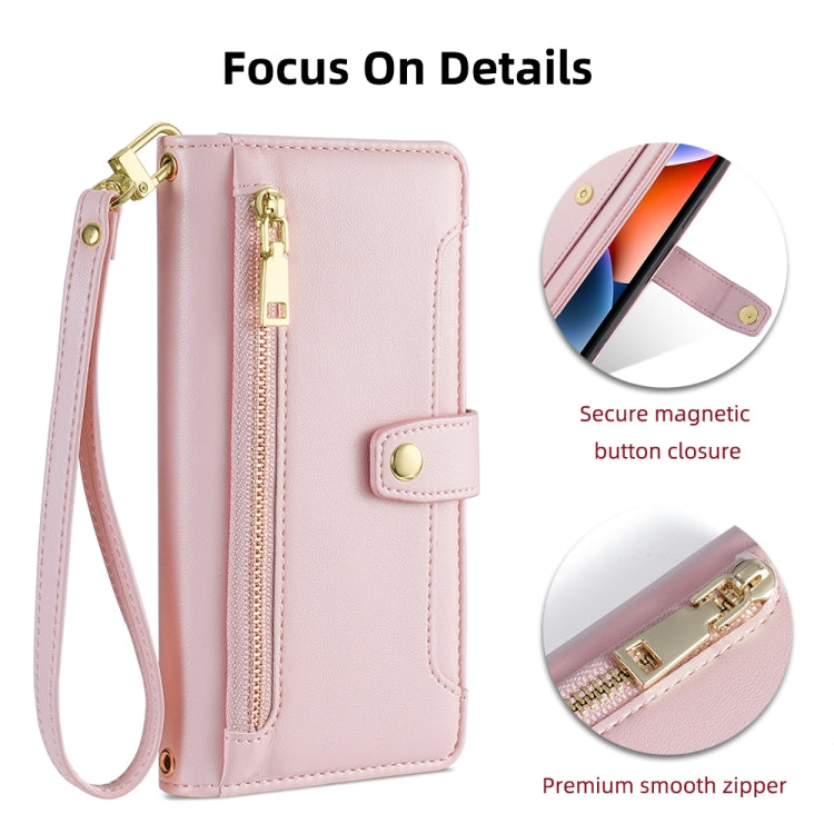 For Huawei Pura 70 Ultra 5G Sheep Texture Cross-body Zipper Wallet Leather Phone Case(Pink) - Huawei Cases by PMC Jewellery | Online Shopping South Africa | PMC Jewellery | Buy Now Pay Later Mobicred