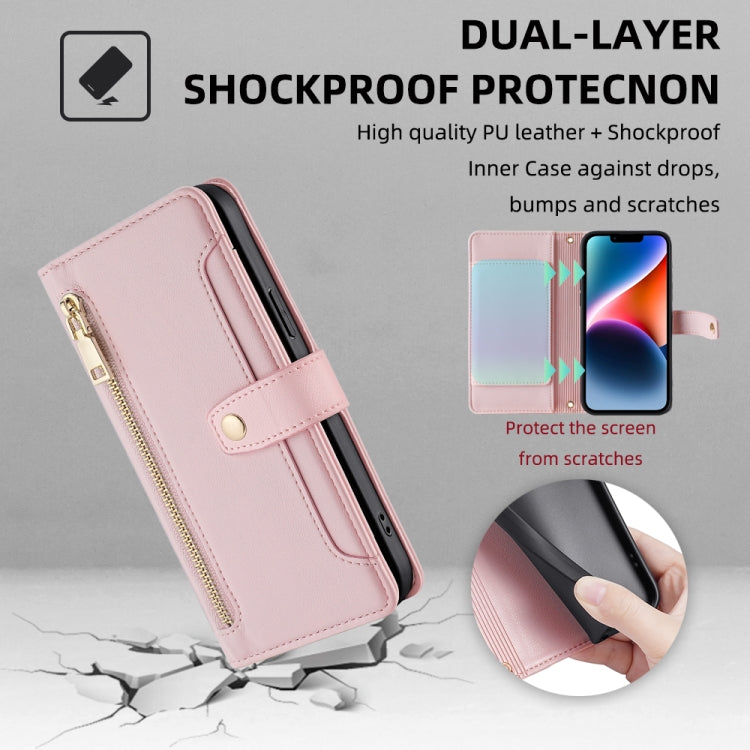 For Huawei Pura 70 Ultra 5G Sheep Texture Cross-body Zipper Wallet Leather Phone Case(Pink) - Huawei Cases by PMC Jewellery | Online Shopping South Africa | PMC Jewellery | Buy Now Pay Later Mobicred