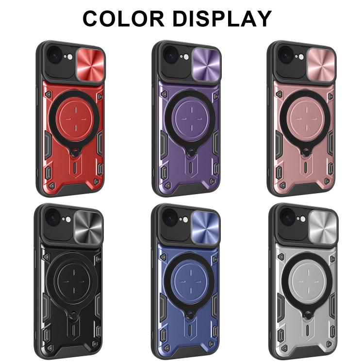 For iPhone 16e CD Texture Sliding Camshield Magnetic Holder Phone Case(Red) - iPhone 16e Cases by PMC TechLife | Online Shopping South Africa | PMC TechLife | Buy Now Pay Later Mobicred