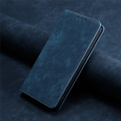 For Honor Magic6 Pro RFID Anti-theft Brush Magnetic Leather Phone Case(Blue) - Honor Cases by PMC Jewellery | Online Shopping South Africa | PMC Jewellery | Buy Now Pay Later Mobicred