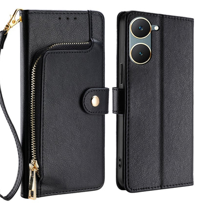 For vivo Y03 4G Zipper Bag Leather Phone Case(Black) - vivo Cases by PMC Jewellery | Online Shopping South Africa | PMC Jewellery | Buy Now Pay Later Mobicred