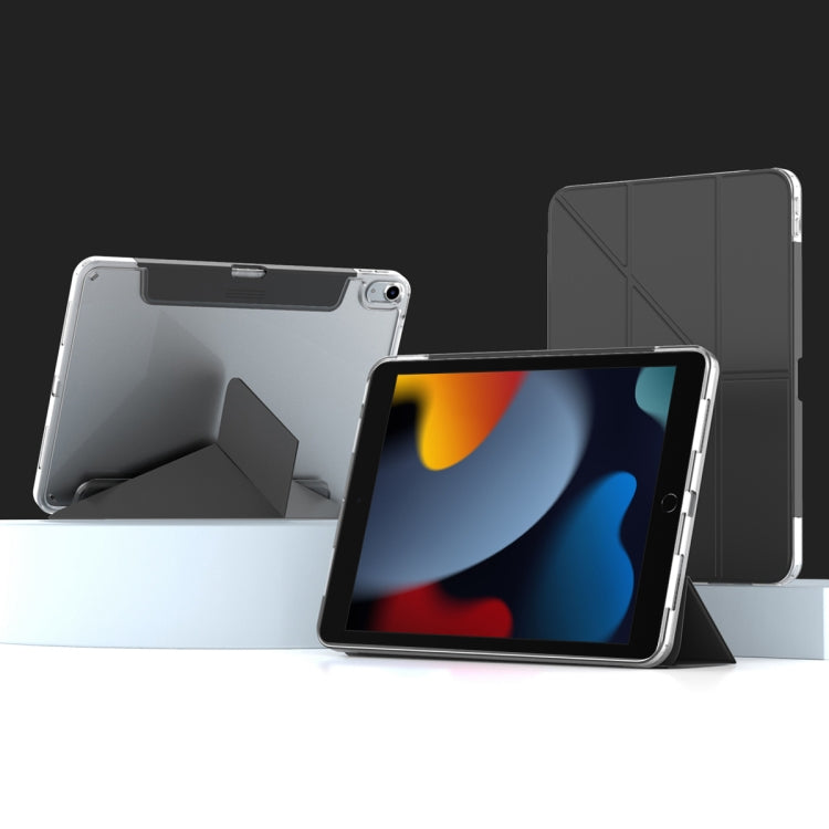For iPad 10.2 2021 / 2020 / 2019 Mutural Deformation Stand Smart Leather Tablet Case(Black) - free shipping - PMc TechLife - Order now!