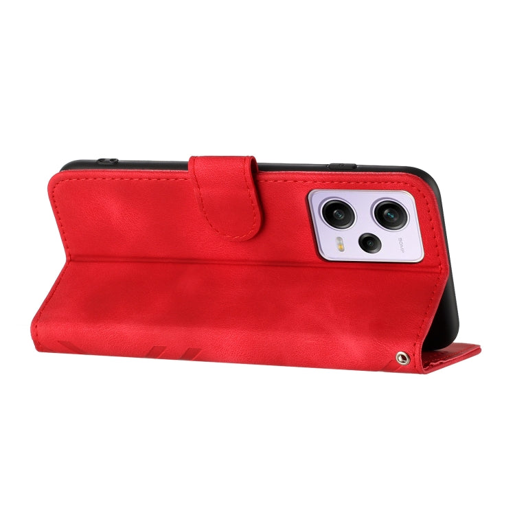 For Xiaomi Redmi Note 12 Pro+ 4G/5G Global Line Pattern Skin Feel Leather Phone Case(Red) - Xiaomi Cases by PMC TechLife | Online Shopping South Africa | PMC TechLife | Buy Now Pay Later Mobicred