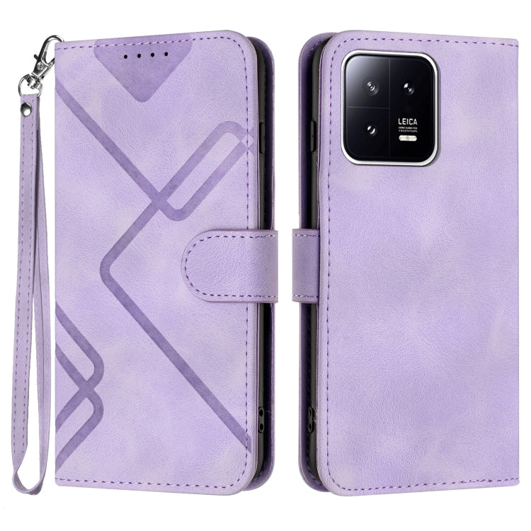 For Xiaomi 13 Line Pattern Skin Feel Leather Phone Case(Light Purple) - 13 Cases by PMC Jewellery | Online Shopping South Africa | PMC Jewellery | Buy Now Pay Later Mobicred