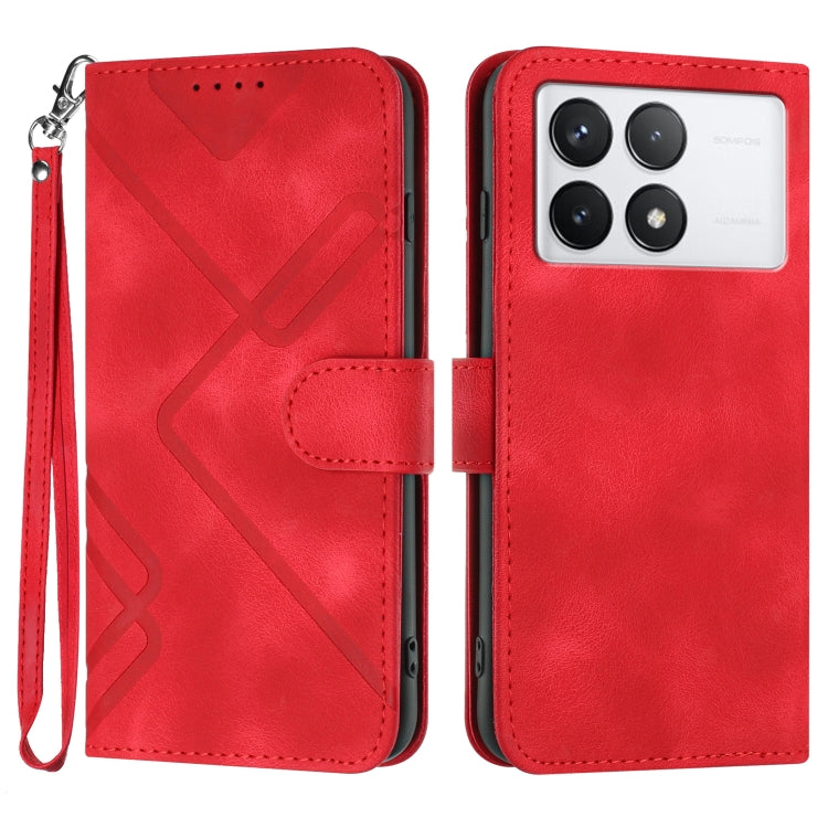 For Xiaomi Redmi K70 Line Pattern Skin Feel Leather Phone Case(Red) - K70 Cases by PMC Jewellery | Online Shopping South Africa | PMC Jewellery | Buy Now Pay Later Mobicred