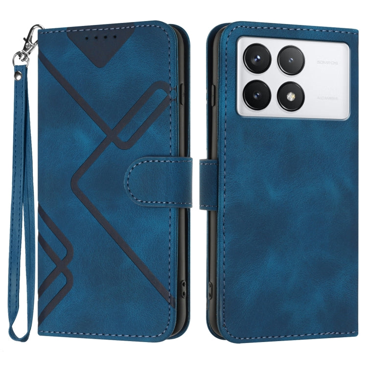 For Xiaomi Redmi K70 Line Pattern Skin Feel Leather Phone Case(Royal Blue) - K70 Cases by PMC Jewellery | Online Shopping South Africa | PMC Jewellery | Buy Now Pay Later Mobicred