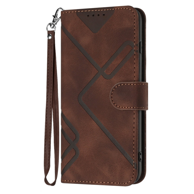 For Xiaomi Redmi K70 Line Pattern Skin Feel Leather Phone Case(Coffee) - K70 Cases by PMC TechLife | Online Shopping South Africa | PMC TechLife | Buy Now Pay Later Mobicred