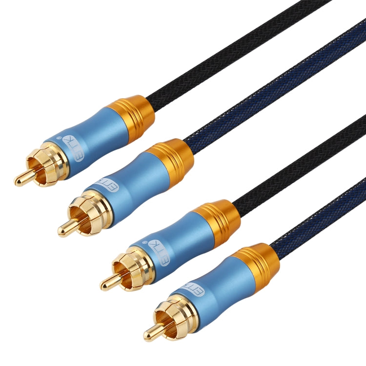 EMK 2 x RCA Male to 2 x RCA Male Gold Plated Connector Nylon Braid Coaxial Audio Cable for TV / Amplifier / Home Theater / DVD, Cable Length:1m(Dark Blue) - Audio Optical Cables by EMK | Online Shopping South Africa | PMC Jewellery | Buy Now Pay Later Mobicred