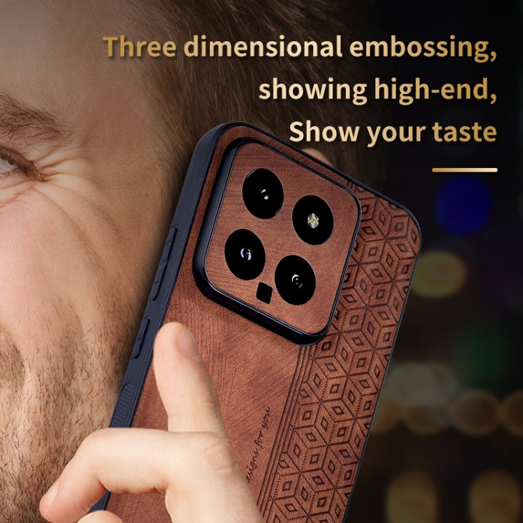 For Xiaomi 14 AZNS 3D Embossed Skin Feel Phone Case(Brown) - free shipping - PMC Jewellery - Order now!