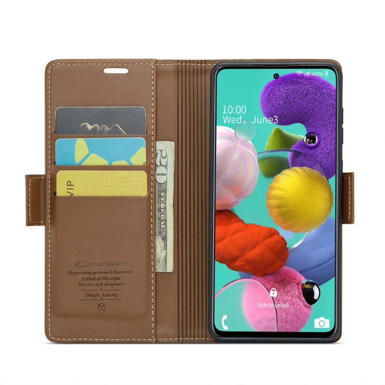 For Samsung Galaxy A51 4G/M40s CaseMe 023 Butterfly Buckle Litchi Texture RFID Anti-theft Leather Phone Case(Brown) - Galaxy Phone Cases by CaseMe | Online Shopping South Africa | PMC Jewellery | Buy Now Pay Later Mobicred