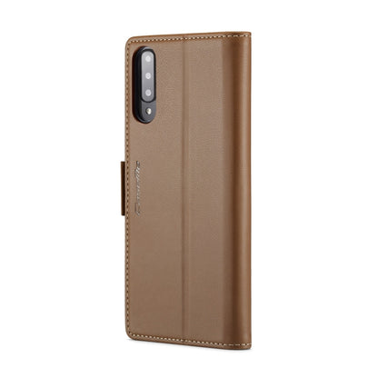 For Samsung Galaxy A70/A70s CaseMe 023 Butterfly Buckle Litchi Texture RFID Anti-theft Leather Phone Case(Brown) - Galaxy Phone Cases by CaseMe | Online Shopping South Africa | PMC Jewellery | Buy Now Pay Later Mobicred