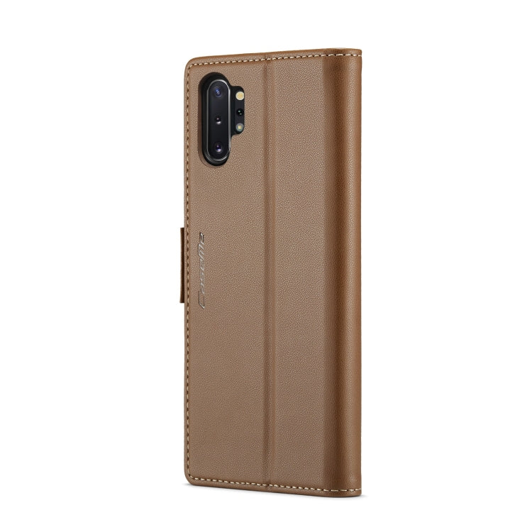 For Samsung Galaxy Note10+ CaseMe 023 Butterfly Buckle Litchi Texture RFID Anti-theft Leather Phone Case(Brown) - Galaxy Phone Cases by CaseMe | Online Shopping South Africa | PMC Jewellery | Buy Now Pay Later Mobicred