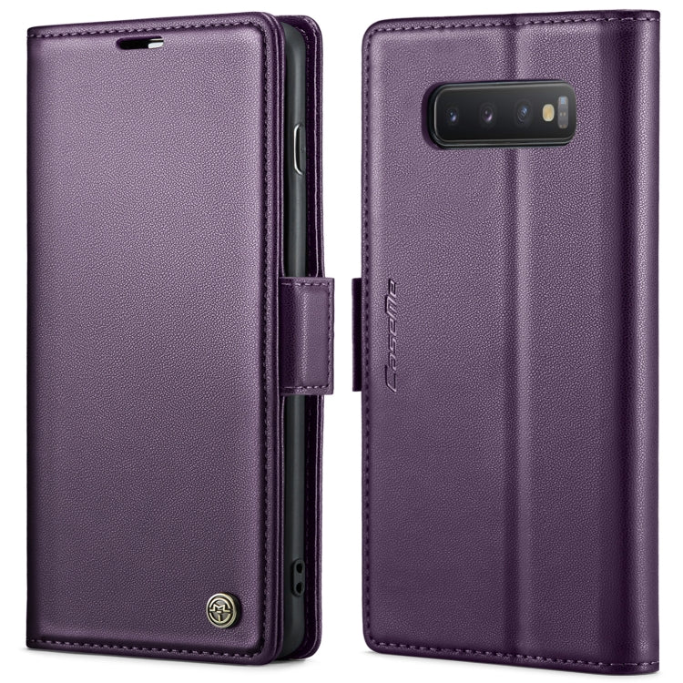 For Samsung Galaxy S10 CaseMe 023 Butterfly Buckle Litchi Texture RFID Anti-theft Leather Phone Case(Pearly Purple) - Galaxy Phone Cases by CaseMe | Online Shopping South Africa | PMC Jewellery | Buy Now Pay Later Mobicred