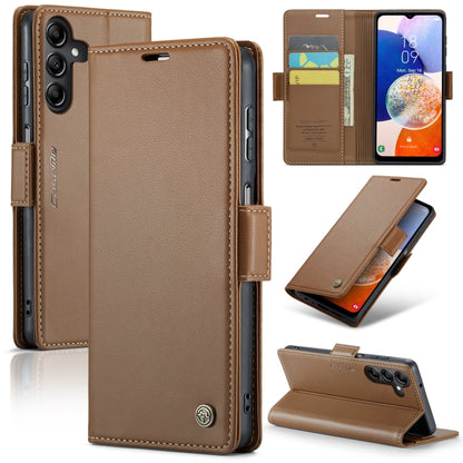 For Samsung Galaxy A14 4G/5G CaseMe 023 Butterfly Buckle Litchi Texture RFID Anti-theft Leather Phone Case(Brown) - Galaxy Phone Cases by CaseMe | Online Shopping South Africa | PMC Jewellery | Buy Now Pay Later Mobicred