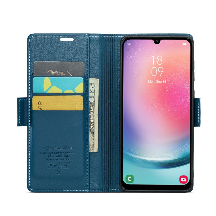 For Samsung Galaxy A24 4G CaseMe 023 Butterfly Buckle Litchi Texture RFID Anti-theft Leather Phone Case(Blue) - Galaxy Phone Cases by CaseMe | Online Shopping South Africa | PMC Jewellery | Buy Now Pay Later Mobicred