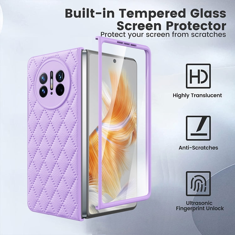 For Huawei Mate X3 Diamond Lattice Integrated Leather Phone Case(Black) - Huawei Cases by PMC TechLife | Online Shopping South Africa | PMC TechLife | Buy Now Pay Later Mobicred