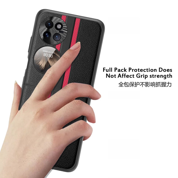For Huawei P50 Pocket  Litchi Texture PU Shockproof Phone Case(Blue) - Huawei Cases by PMC TechLife | Online Shopping South Africa | PMC TechLife | Buy Now Pay Later Mobicred