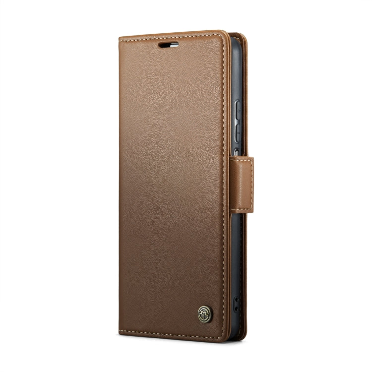 For Xiaomi Poco F5 5G/Redmi Note 12 Turbo 5G CaseMe 023 Butterfly Buckle Litchi Texture RFID Anti-theft Leather Phone Case(Brown) - Xiaomi Cases by CaseMe | Online Shopping South Africa | PMC Jewellery | Buy Now Pay Later Mobicred