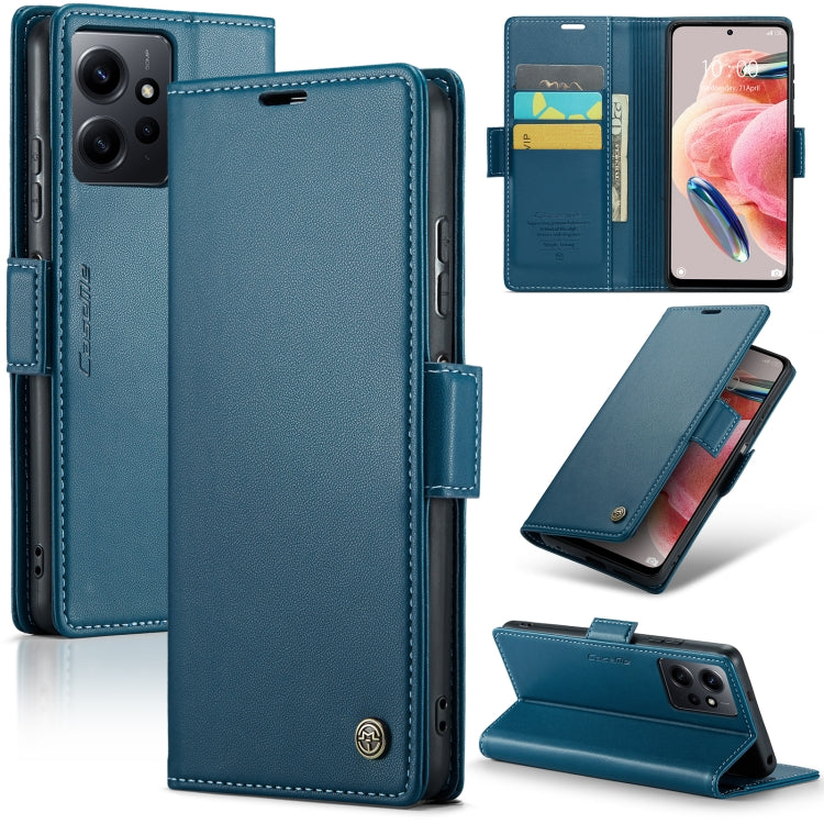 For Xiaomi Redmi Note 12 4G Global CaseMe 023 Butterfly Buckle Litchi Texture RFID Anti-theft Leather Phone Case(Blue) - Xiaomi Cases by CaseMe | Online Shopping South Africa | PMC Jewellery | Buy Now Pay Later Mobicred