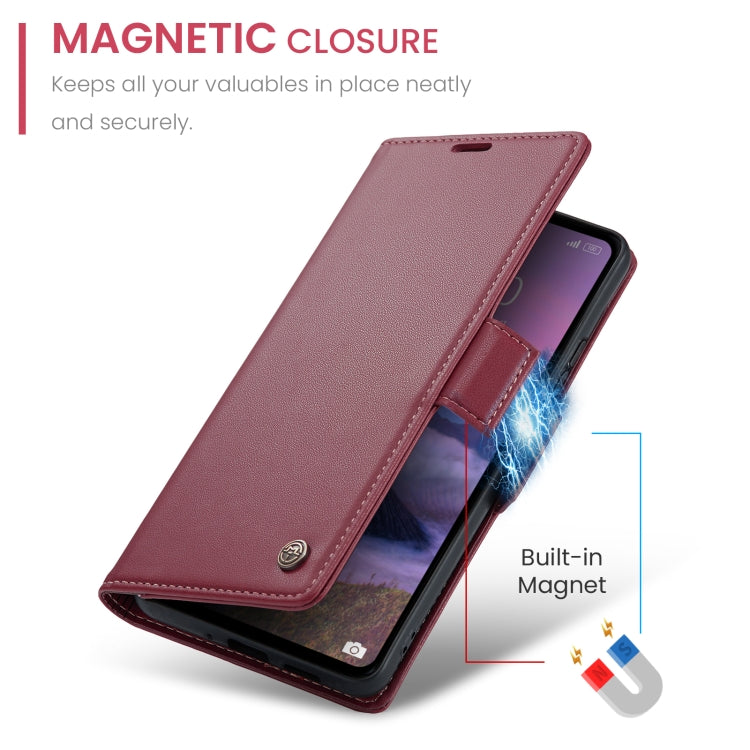 For Xiaomi Redmi 12 4G／12 5G／Note 12R／POCO M6 Pro 5G CaseMe 023 Butterfly Buckle Litchi Texture RFID Anti-theft Leather Phone Case(Wine Red) - Xiaomi Cases by CaseMe | Online Shopping South Africa | PMC Jewellery | Buy Now Pay Later Mobicred