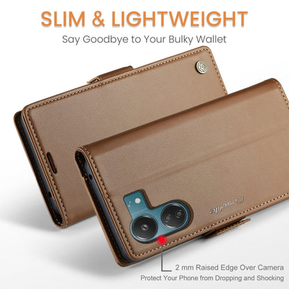 For Xiaomi Redmi 13C 4G / 13C 5G CaseMe 023 Butterfly Buckle Litchi Texture RFID Anti-theft Leather Phone Case(Brown) - Xiaomi Cases by CaseMe | Online Shopping South Africa | PMC Jewellery | Buy Now Pay Later Mobicred