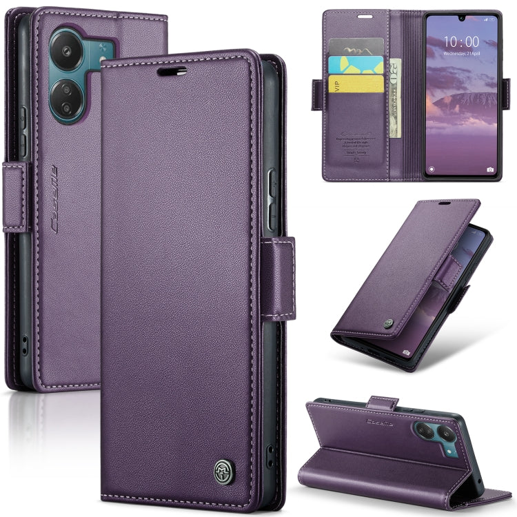 For Xiaomi Redmi 13C 4G / 13C 5G CaseMe 023 Butterfly Buckle Litchi Texture RFID Anti-theft Leather Phone Case(Pearly Purple) - Xiaomi Cases by CaseMe | Online Shopping South Africa | PMC Jewellery | Buy Now Pay Later Mobicred