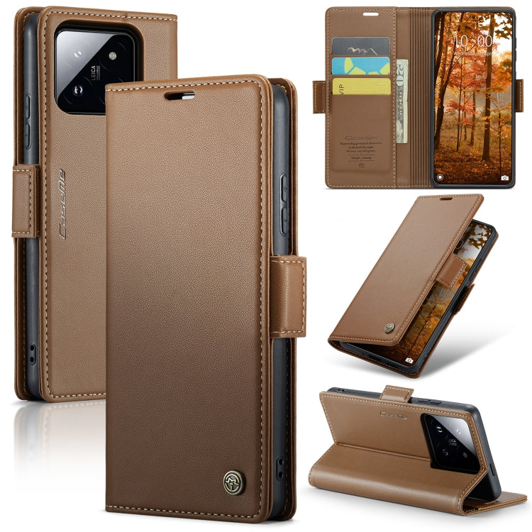 For Xiaomi 14 Pro CaseMe 023 Butterfly Buckle Litchi Texture RFID Anti-theft Leather Phone Case(Brown) - 14 Pro Cases by CaseMe | Online Shopping South Africa | PMC Jewellery | Buy Now Pay Later Mobicred