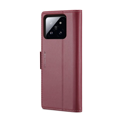 For Xiaomi 14 CaseMe 023 Butterfly Buckle Litchi Texture RFID Anti-theft Leather Phone Case(Wine Red) - 14 Cases by CaseMe | Online Shopping South Africa | PMC Jewellery | Buy Now Pay Later Mobicred