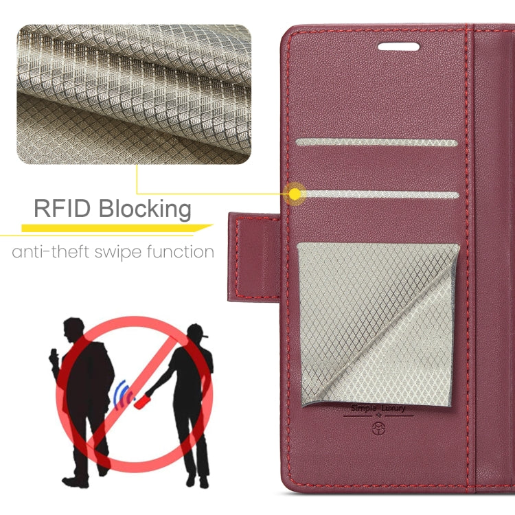 For Xiaomi Poco X6 Pro 5G/Redmi K70E 5G CaseMe 023 Butterfly Buckle Litchi Texture RFID Anti-theft Leather Phone Case(Wine Red) - K70E Cases by CaseMe | Online Shopping South Africa | PMC Jewellery | Buy Now Pay Later Mobicred