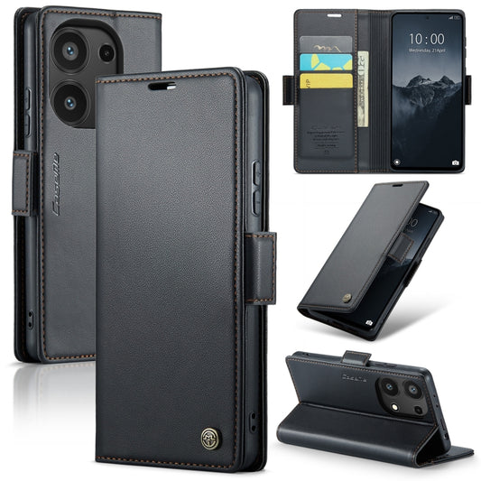 For Xiaomi Redmi Note 13 Pro 4G CaseMe 023 Butterfly Buckle Litchi Texture RFID Anti-theft Leather Phone Case(Black) - Xiaomi Cases by CaseMe | Online Shopping South Africa | PMC Jewellery | Buy Now Pay Later Mobicred