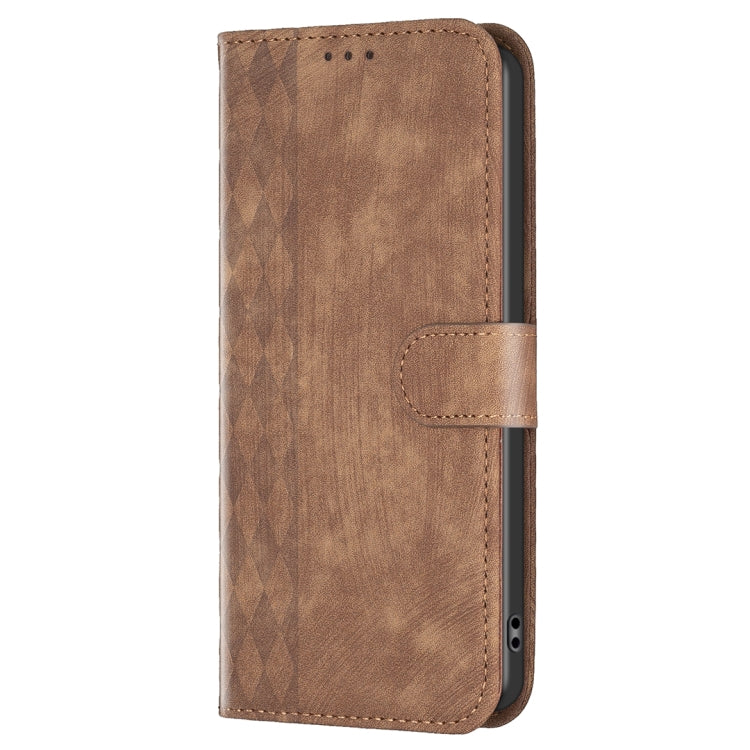 For Xiaomi Redmi Note 13 Pro 4G Global Plaid Embossed Leather Phone Case(Brown) - Note 13 Pro Cases by PMC TechLife | Online Shopping South Africa | PMC TechLife | Buy Now Pay Later Mobicred