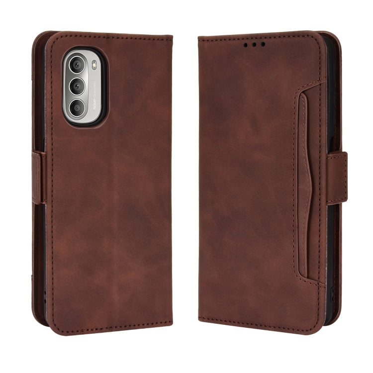 For Motorola Moto G52J 5G Skin Feel Calf Texture Card Slots Leather Phone Case(Brown) - Motorola Cases by PMC Jewellery | Online Shopping South Africa | PMC Jewellery | Buy Now Pay Later Mobicred