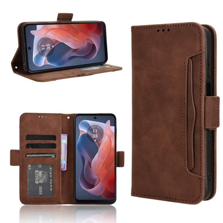 For Motorola Moto G Play 4G 2024 Skin Feel Calf Texture Card Slots Leather Phone Case(Brown) - Motorola Cases by PMC Jewellery | Online Shopping South Africa | PMC Jewellery | Buy Now Pay Later Mobicred