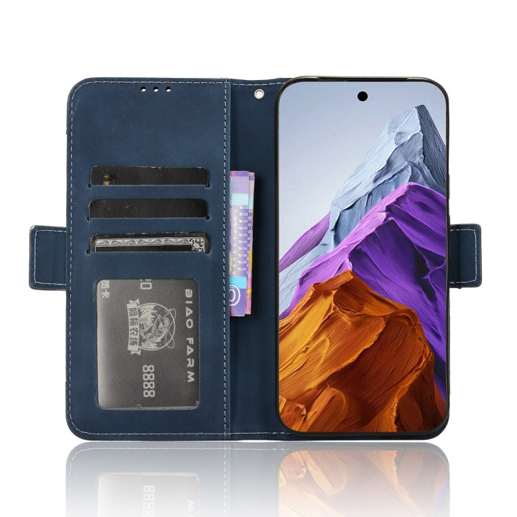 For Google Pixel 9 Skin Feel Calf Texture Card Slots Leather Phone Case(Blue) - Google Cases by PMC TechLife | Online Shopping South Africa | PMC TechLife | Buy Now Pay Later Mobicred