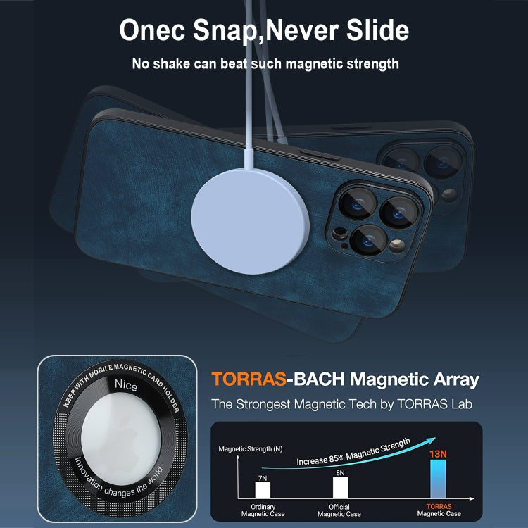 For iPhone 12 Pro Max Skin Feel Leather MagSafe Magnetic Phone Case(Blue) - iPhone 12 Pro Max Cases by PMC TechLife | Online Shopping South Africa | PMC TechLife