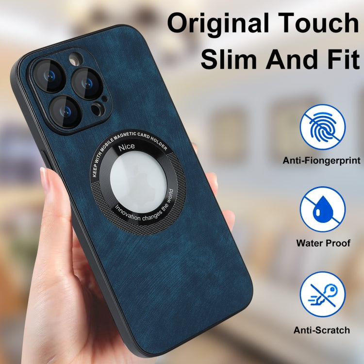 For iPhone 12 Pro Max Skin Feel Leather MagSafe Magnetic Phone Case(Blue) - iPhone 12 Pro Max Cases by PMC TechLife | Online Shopping South Africa | PMC TechLife
