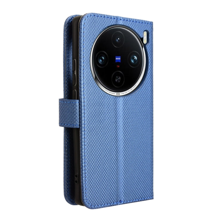 For vivo X100 Pro 5G Diamond Texture Leather Phone Case(Blue) - X100 Pro Cases by PMC TechLife | Online Shopping South Africa | PMC TechLife | Buy Now Pay Later Mobicred